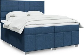 vidaXL Κρεβάτι Boxspring με Στρώμα Μπλε 200x200 εκ. Υφασμάτινο