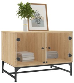 vidaXL Τραπεζάκι Σαλονιού Sonoma Δρυς 68,5x50x50 εκ με Γυάλινες Πόρτες