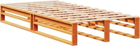 vidaXL Κρεβάτι Βιβλιοθήκη Χωρίς Στρώμα Καφέ 100x200 εκ Μασίφ Πεύκο
