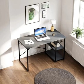Stewehome Γραφείο με Ράφι Μεταλλικά Πόδια / Καπνί 60x120 cm