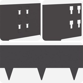 vidaXL Περίγραμμα γκαζόν 10 τμχ. 100 x 20 cm Steel Μαύρο