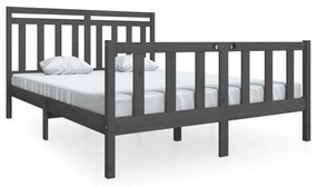 Πλαίσιο Κρεβατιού Γκρι 150 x 200 εκ. Μασίφ Ξύλο King Size - Γκρι