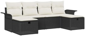 vidaXL Σετ Καναπέ Κήπου 6 pcs Μαύρο και κρεμ 251 x 117 x 85 εκ.