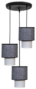 Φωτιστικό Οροφής 14-0270 3/Ε27 Φ34x90cm Αμπαζούρ Φ16,5/10cm Black-White Heronia Metal, Fabric