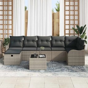 vidaXL Σετ Καναπέ Κήπου με μαξιλάρι 8 pcs Γκρι Πολυ ράταν