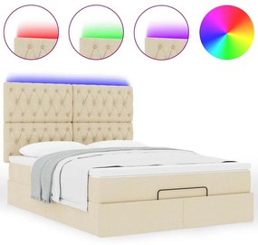 ΟΘΩΜΑΝΙΚΟ ΚΡΕΒΑΤΙ ΜΕ ΣΤΡΩΜΑ &amp; LEDS CREAM 140X190CM ΎΦΑΣΜΑ 3314091