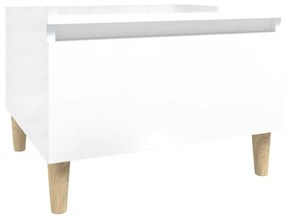 Βοηθητικά Τραπέζια 2 τεμ. Γυαλ.Λευκό 50x46x35 εκ. Επεξ. Ξύλο - Λευκό