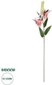 Artificial Garden PINK LILY BRANCH 21313 Τεχνητό Διακοσμητικό Κλαδί Ροζ Κρίνο Y106cm Globostar-21313-Ροζ 21313
