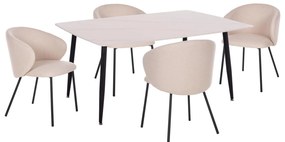 Σετ Τραπεζαρίας RAVEN C21069.01 5τεμ. Κεραμική Επιφάνεια Λευκό Μάρμαρο & 4 Καρέκλες 160x80x74 εκ.