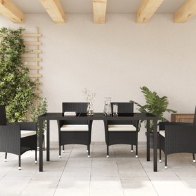vidaXL Τραπέζι Κήπου Μαύρο 160x80x73 εκ. Θρυμματισμένο Γυαλί