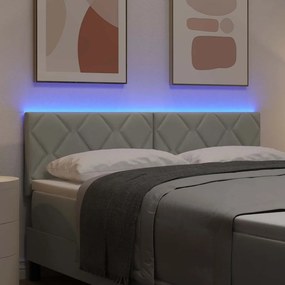 vidaXL LED κεφαλάρι Ανοιχτό γκρι 160 cm Βελούδο