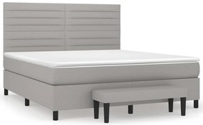 vidaXL Κρεβάτι Boxspring με Στρώμα Ανοιχτό Γκρι 180x200 εκ. Υφασμάτινο