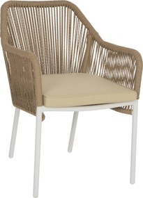 ΠΟΛΥΘΡΟΝΑ ΑΛΟΥΜΙΝΙΟΥ LOKKI HM5855.01 ΛΕΥΚΟ ΜΕ ΣΧΟΙΝΙ WICKER PE ΜΠΕΖ 56x66x82Υ εκ.