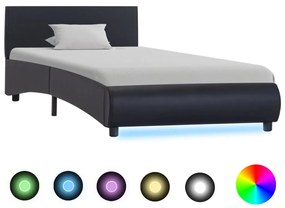 vidaXL Πλαίσιο Κρεβατιού με LED Μαύρο 90 x 200 εκ. Συνθετικό Δέρμα