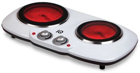 Iq Κεραμική Εστία Διπλή Kc-1243 White 1200w+900w