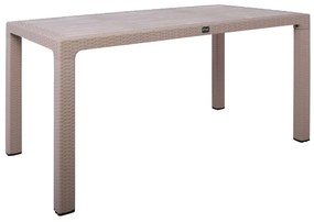 WOODWELL PELLO Τραπέζι Τραπεζαρίας Κήπου - Βεράντας, PP Απόχρωση Cappuccino  (Rattan Look) 150x90x73cm Ε313,1