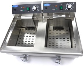 Deep Fryer - 2 x 13L - 2 Baskets - with Drain Tap