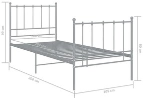 vidaXL Πλαίσιο Κρεβατιού Γκρι 100 x 200 εκ. Μεταλλικό