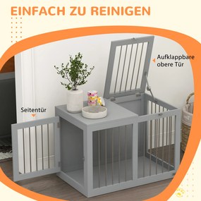 PawHut Κλουβί σκύλου, κουτί μεταφοράς σκύλου, 2 πόρτες, κλειδώματος, ατσάλινο πλέγμα, 80 cm x 50 cm x 56,5 cm, Γκρι