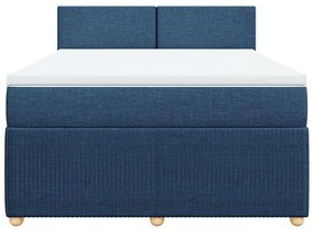 vidaXL Κρεβάτι Boxspring με Στρώμα Μπλε 140x190 εκ. Υφασμάτινο
