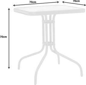 Τραπεζαρία Watson-Sussie pakoworld μέταλλο λευκό- γυαλί 70x70x70εκ