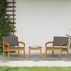 vidaXL Σετ 3 τεμαχίων Μπρίστορ από Μασίφ Ξύλο Ακακίας με Μαξιλάρια