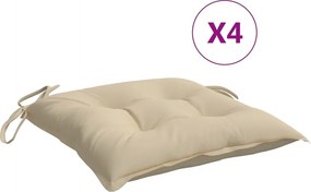 vidaXL Μαξιλάρια Καρέκλας 4 τεμ. Μπεζ 40 x 40 x 7 εκ. Υφασμάτινα