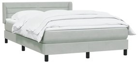 vidaXL Κρεβάτι Boxspring με Στρώμα Ανοιχτό Γκρι 140x220 εκ. Βελούδινο