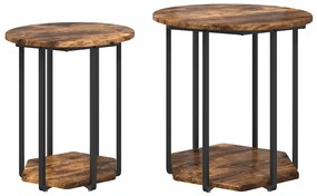 vidaXL Σετ βοηθητικά τραπεζάκια 2 pcs Καπνιστή βελανιδιά και Μαύρο