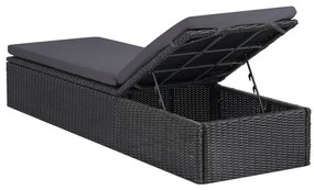 vidaXL Ξαπλώστρα Μαύρο / Σκούρο Γκρι από Συνθετικό Ρατάν