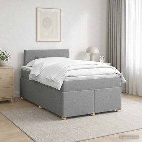 vidaXL Κρεβάτι box spring με στρώμα Ανοιχτό γκρι 120 x 200 cm Ύφασμα