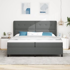 vidaXL Κρεβάτι Box Spring με Στρώμα σε Σκούρο Γκρι, 200x200 εκ. Ύφασμα