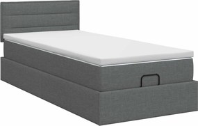 vidaXL Κρεβάτι Ottoman με στρώμα Σκούρο Γκρι 80 x 200 cm Ύφασμα