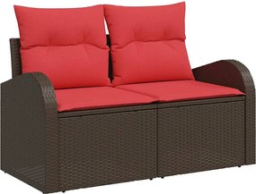 vidaXL Σετ Καναπέ 9 pcs Καφέ και Κόκκινο Πολυεστέρας