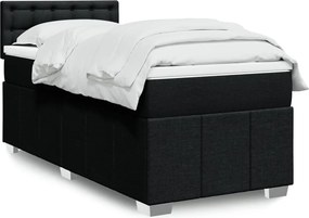 vidaXL Κρεβάτι Boxspring με Στρώμα Μαύρο 100 x 200 εκ. Υφασμάτινο