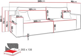 Καναπές - κρεβάτι Karl διθέσιος-Gkri Skouro