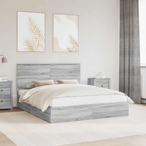 vidaXL Κρεβάτι Αποθήκης Γκρίζο Σονομα 160 x 200 cm Επεξεργασμένο ξύλο