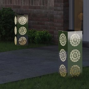 vidaXL Ηλιακό LED Φως Δρόμου 2 pcs Ασημί Ανοξείδωτο ατσάλι