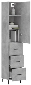 vidaXL Ντουλάπι Γκρι Σκυροδέματος 34,5x34x180 εκ. Επεξεργασμένο Ξύλο