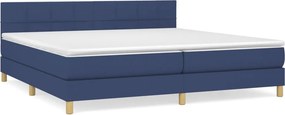 vidaXL Κρεβάτι Boxspring με Στρώμα Μπλε 200x200 εκ. Υφασμάτινο