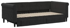 vidaXL Καναπές Κρεβάτι Συρόμενος Μαύρο 90x190 εκ. Βελούδο &amp; Συρτάρια