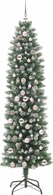vidaXL Τεχνητό Λεπτό Χριστουγεννιάτικο Δέντρο Πράσινο και Λευκό 210 cm