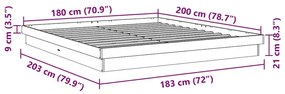 Πλαίσιο κρεβατιού χωρίς στρώμα 180x200 cm μασίφ ξύλο δρυς - Καφέ