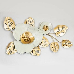 Διακοσμητικό Τοίχου Λουλούδι 755-10075 90x50x4cm White-Gold Estheti Home Μέταλλο