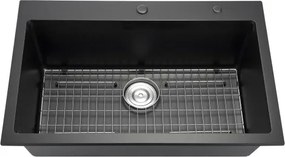 VEVOR 84 cm Granite Kitchen Sink Top Mount Single Bowl Drop-In Basin for RV Bar