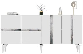 Μπουφές Vania 475OLV2774 150x40x79cm White-Silver Particle Board, Melamine