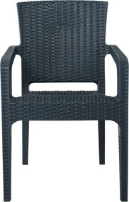 LORA Πολυθρόνα Κήπου Στοιβαζόμενη, PP (Rattan Look) Απόχρωση Ανθρακί   1τμχ