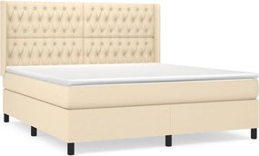 vidaXL Κρεβάτι Boxspring με Στρώμα Κρεμ 180x200 εκ. Υφασμάτινο