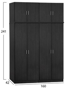 Ντουλάπα Jenna Τετράφυλλη με Πατάρι Zebrano 160x42x241 εκ. 160x42x241 εκ.