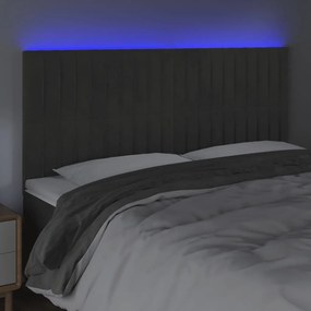 Κεφαλάρι Κρεβατιού LED Σκούρο Γκρι 180x5x118/128 εκ. Βελούδινο - Γκρι